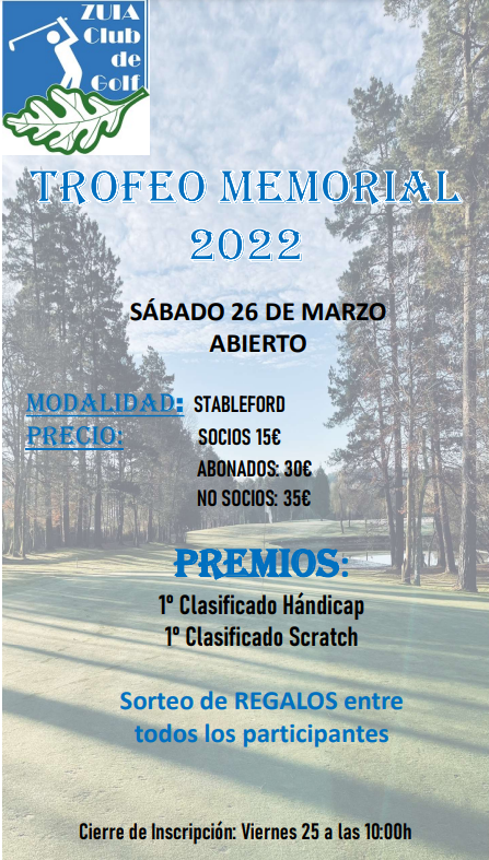 Abierta la Inscripción Trofeo Memorial 2022